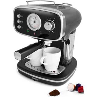 👉 Koffiezetapparaat zwart Tomado Tpm1501b - Pistonmachine 1.2 L Inhoud Bonenkoffie Koffiecups 8712876500905
