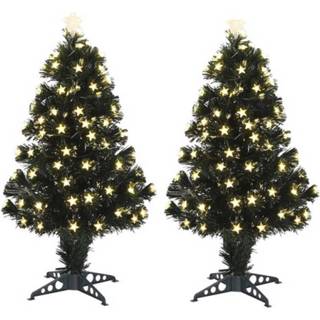 👉 Kunstkerstboom witte Set Van 2x Stuks Kunstboom Met 95 Warm Led Lampjes 90 Cm - 8720576578780