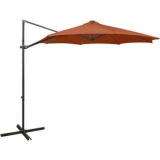 👉 Zweefparasol Vidaxl Met Paal En Led-verlichting 300 Cm Terracottakleur 8720286181478