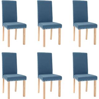 👉 Eetkamerstoel blauw stof Vidaxl Eetkamerstoelen 6 St 8720286638583