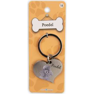 👉 Sleutelhanger staal zilver Paper Dreams Poedel Hartje 5 Cm 8716764176012