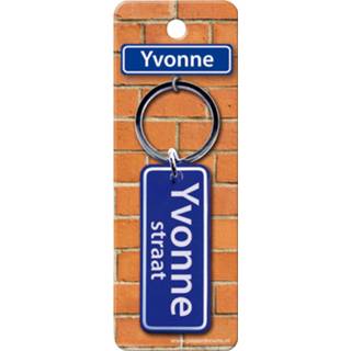 👉 Sleutelhanger blauw Paper Dreams Straatnaam: Yvonne 9 X 3 Cm 8716764121043