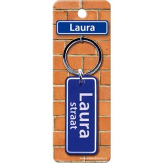 👉 Sleutelhanger blauw staal Paper Dreams Straatnaam Laura 9 Cm 8716764120442
