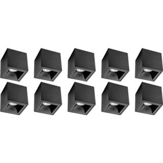 👉 Opbouwspot zwart aluminium 10 Pack - Pragmi Cliron Pro Gu10 Fitting Opbouw Vierkant Mat Verdiept Ø90mm 6013925434427