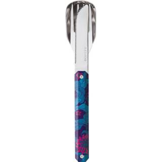 👉 Paars blauw RVS Akinod Campingbestek Bloemen Zilver/paars/blauw 3-delig 3661190014177