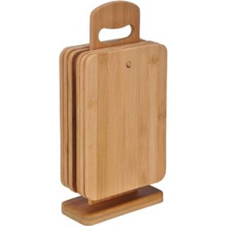 Snijplank hout houten 6x Snijplanken Van Inclusief Houder - 8720147978360