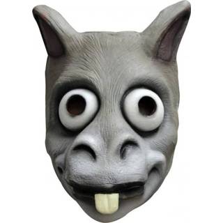 👉 Gezichtsmasker grijs PVC One-Size Color-Zwart Partychimp Donkey 886390210874