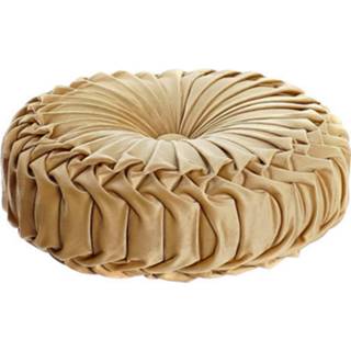 👉 Fluwelen goud vulling polyester Kussen Ottoman – Rond Oker -Velvet - Ø 40 cm (incl. vulling) 6090449421447