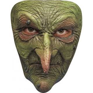 👉 Gezichtsmasker groen PVC One-Size Color-Groen Partychimp Old Wicth 886390210416
