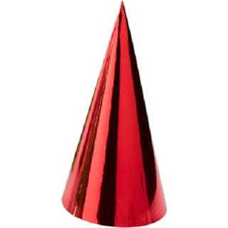 👉 Feesthoed rood papier Amscan Feesthoedje Metallic 23,5 Cm 8719817711253