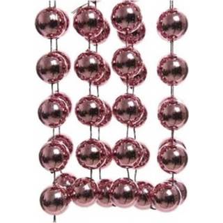 👉 Kerstboom roze XXL 2x Stuks Kerst Kralen Guirlande Oud 270 Cm Versiering/decoratie - Kerstslingers 8720276156172