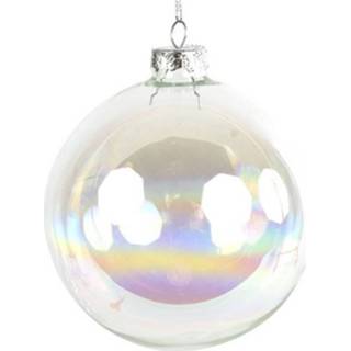 👉 Kerstbal wit glas zilver Countryfield Franci 15 Cm Zilver/wit 8718317780547