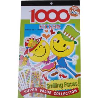 👉 Stickerboek Stop & Look Smiling Faces 24 X 14,8 Cm 1000 Stickers 8719817759521