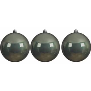 👉 Kerstbal groene glans 3x Grote raam/deur/kerstboom decoratie salie kerstballen 14 cm