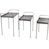 👉 Bijzettafel grijs IJzer Clayre & Eef Set Van 3 67*35*64 / 62*32*61 57*27*53 Cm Rechthoek Sidetable Tafeltje 8717459773028