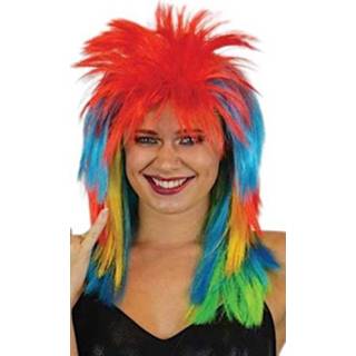 👉 Pruik multicolor synthetisch One Size Color-Meerkleurig Witbaard Punk 8717853781919