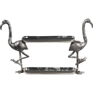 👉 Taartplateau zilverkleurig Etagère Flamingo 46*16*28 Cm Serveerschaal 8717459850736