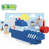 👉 One Size meerkleurig BiOBUDDi Plantaardige Blokkenset Politieboot - 28 delig 8716433965480