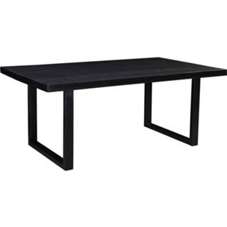 👉 Eettafel zwart hout staal mannen Livingfurn - Moderne Eetkamertafel Kala U-poten Van Mango En Gecoat 200 Cm 7439612480420