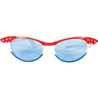 👉 Vlinderbril rood wit blauw One Size meerkleurig Mega vlinder bril rood/wit/blauw 8718758029342