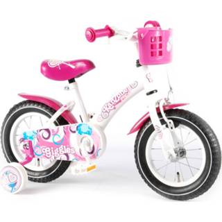 👉 Fiets wit roze Kanzone Giggles - 12 Inch Wit/roze 8715347212239