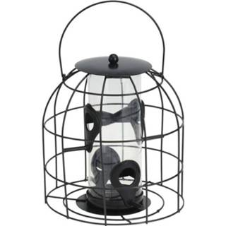 👉 Voedersilo One Size zwart 1x Tuinvogels hangende voeder silo/kooi voor vogel zaadjes 18 cm - mussen/mezen kleine vogeltjes Winter vogelvoer huisjes 8720276530378