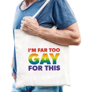 👉 Katoenen tas witte One Size wit Far too gay regenboog - Pride/lhbt 8720576854174