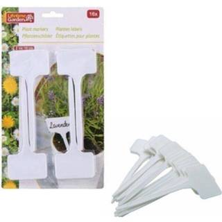 👉 Naambord plastic One Size Color-Wit Kinzo Moestuin plantenlabels 16 stuks - plantetiketten naambordjes 8711252119489