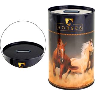 Spaarpot bruine metaal One Size GeenKleur kinderen Dieren kinder paarden 10 x 15 cm - Paard / pony thema spaarpotten van 8719904355261
