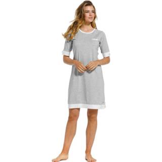 👉 Nachthemd grijs Luxe met korte mouwen en ronde hals 'charming elegance' 8719833231223
