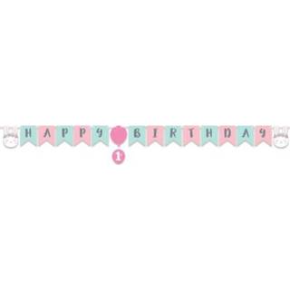 👉 Slinger roze karton One Size Color-Roze Witbaard Happy Birthday 1 Bunny 192 cm 39938567316