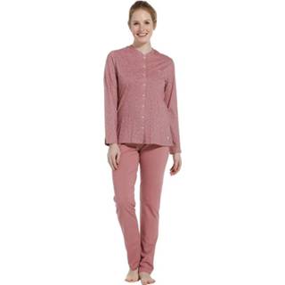 👉 Pyjama roze 'leaves of dreams' roze, 100% katoenen doorknoop set met lange mouwen en borstzakje lange, bijpassende broek 8719833199981