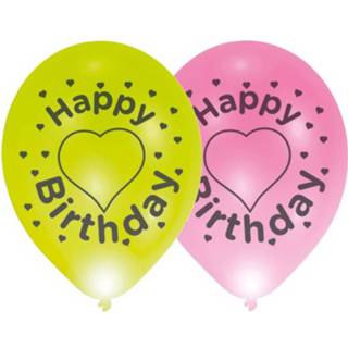 👉 Ballon groen Balloominate Ballonnen Led Happy Birthday 27,5 Cm Latex 4 Stuks 13051733063