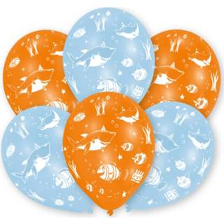 👉 Ballon blauw oranje Amscan Ballonnen Ocean Buddies 28 Cm Blauw/oranje 6 Stuks 13051654641