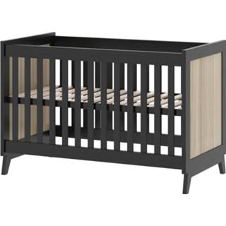 👉 Babybed zwart eiken One Size Color-Zwart baby's Cabino Babykamer Oslo 2 Delig - & Commode Verstelbare bodem Zwart/Eiken 8720289217525