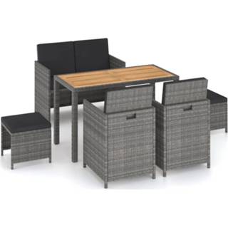 👉 Tuinset grijs acaciahout Vidaxl 6-delige Poly Rattan En 8720286317235