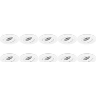 👉 Armatuur wit aluminium Spot 10 Pack - Pragmi Alpin Pro Gu10 Fitting Inbouw Rond Mat Kantelbaar Ø92mm 6013912223232