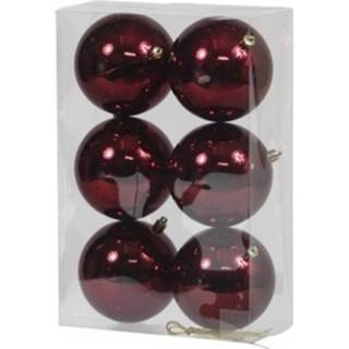 👉 Kerstbal bordeaux rood kunststof 6x Kerstballen Glanzend 10 Cm Kerstboom Versiering/decoratie - 8720147049497