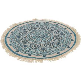 👉 Badmat blauwe mannen Badkamerkleedje Rond 50 Cm Naturel Met Mandala Print - Badmatjes 8430540951180