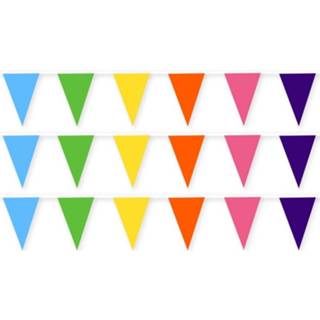 👉 Vlaggenlijn stoffen stof One Size meerkleurig 3x Gekleurde vlaggenlijnen/slingers 10 meter - Feestartikelen versiering Duurzame herbruikbare slinger van 8720147547184
