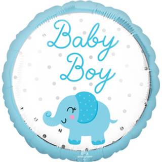 👉 Folieballon blauw wit baby's jongens Anagram Baby Boy Olifant 43 Cm Blauw/wit/zilver 26635435109