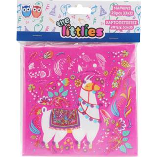 👉 Servet roze papier The Littlies Servetten Lama Junior 33 Cm 20 Stuks 5205698441240
