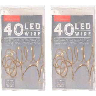 👉 Batterij wit Set Van 2x Stuks Touwverlichting Jute Op Batterijen Met 40 Lampjes Warm 220 Cm - Lichtsnoeren 8720576195161