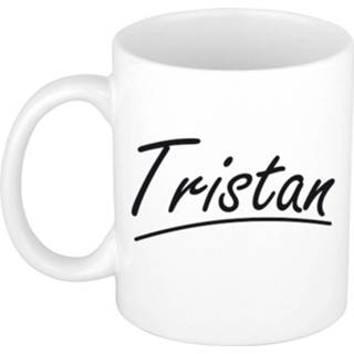 👉 Beker mannen Naam cadeau mok / Tristan met sierlijke letters 300 ml