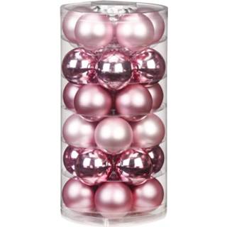 👉 Kerstbal roze glans glas active 30x stuks glazen kerstballen 6 cm en mat