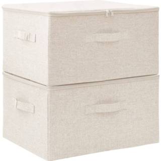 👉 Opbergbox stof Vidaxl Opbergboxen 2 St 43x34x23 Cm Crèmekleurig 8720286505335