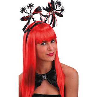 👉 Hoofdband zwart rood polyester vrouwen Carnival Toys Halloween Dames Zwart/rood 8004761083588