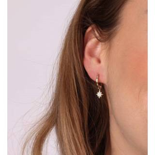 👉 Oorring zilveren staal One Size Color-Goud goldplated oorringen halve maan/ ster 8719802355387