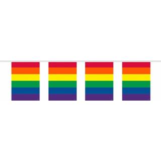👉 Vlaggenlijn 3x Stuks Vierkante Regenboog Vlaggenlijnen Van 10 Meter - 8719538899407