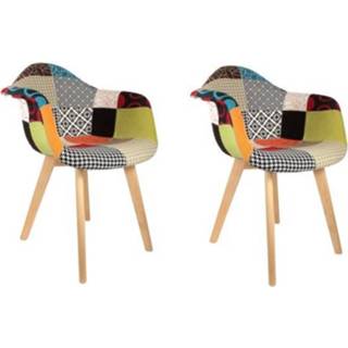 👉 Fauteuil stof Set Van 2 Scandinavische Fauteuils - L 62 X D 60,5 H 86 Cm Patchwork 3664944360360